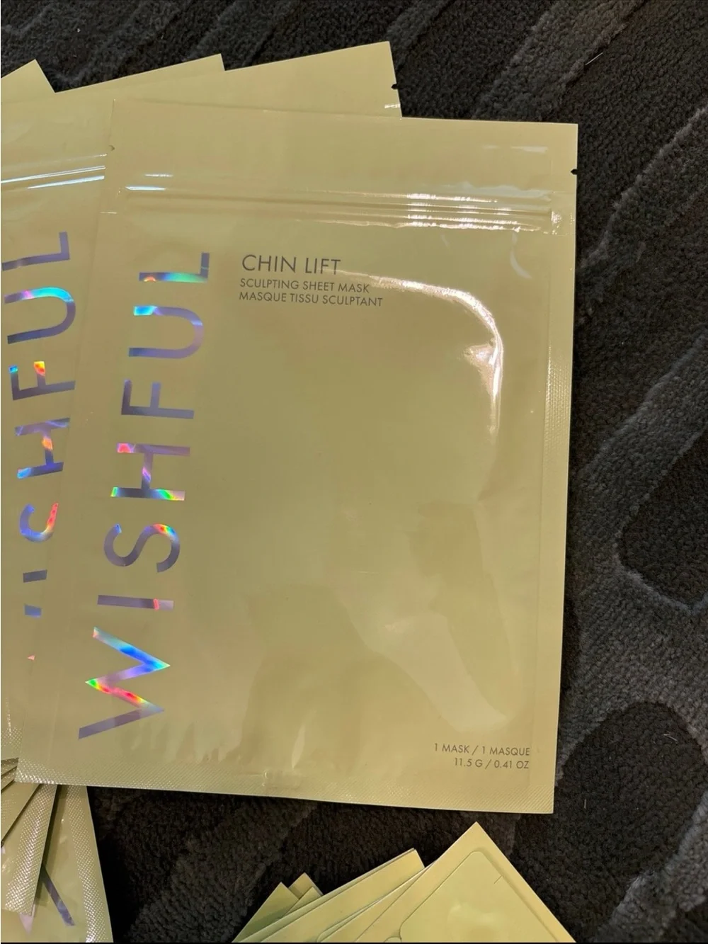WISHFUL Chin Lift Masks and samples